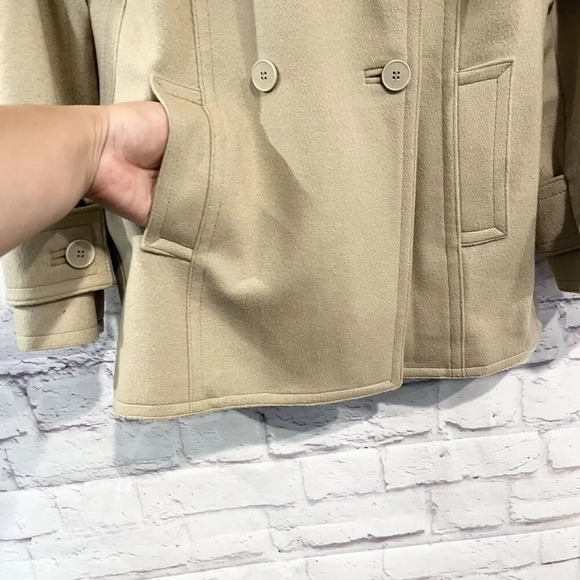 Calvin Klein Jacket Size 8 Double Breasted Wool Blend Beige Coat Jacket - Picture 5 of 12